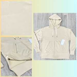 Johnny Was Calme Zip Hoodie In Beige